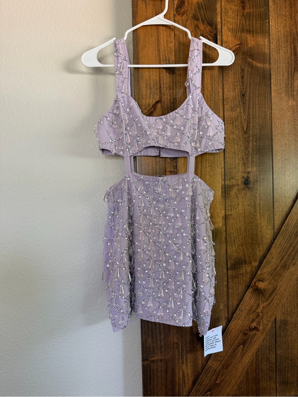 ASOS Lavender Beaded Cutout Crop Top